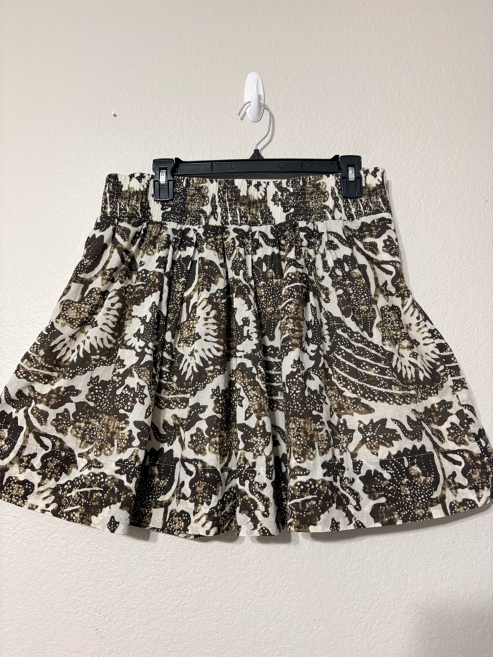 Banana Republic Women's Olive Green Brown Abstract‎ Print Batik Cotton Skirt. L
